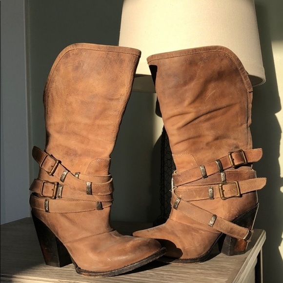 Freebird By Steve Madden Distressed Fall Winter Brown Boots Size 6 - Picture 5 of 7